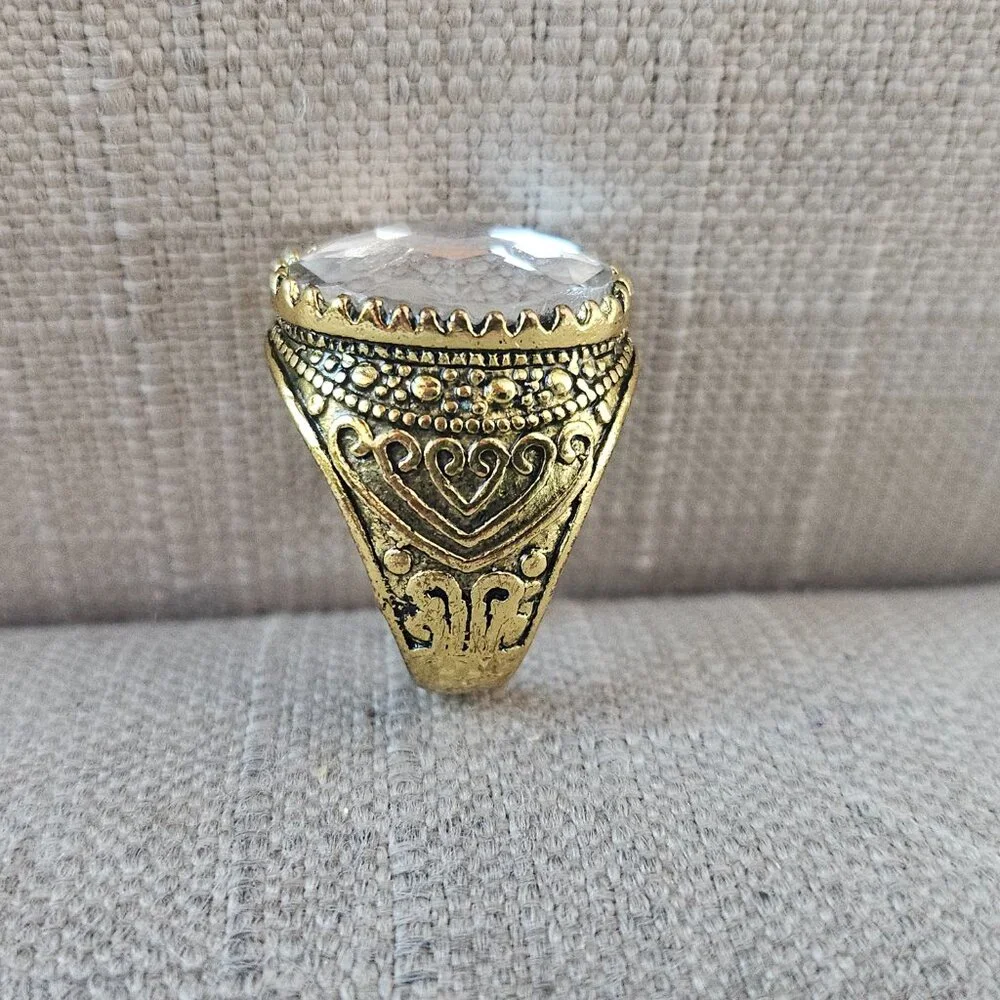 Men Rings Turkish Style Fashion Jewelry Clear Crystal Accent Turkish Zircon Ston